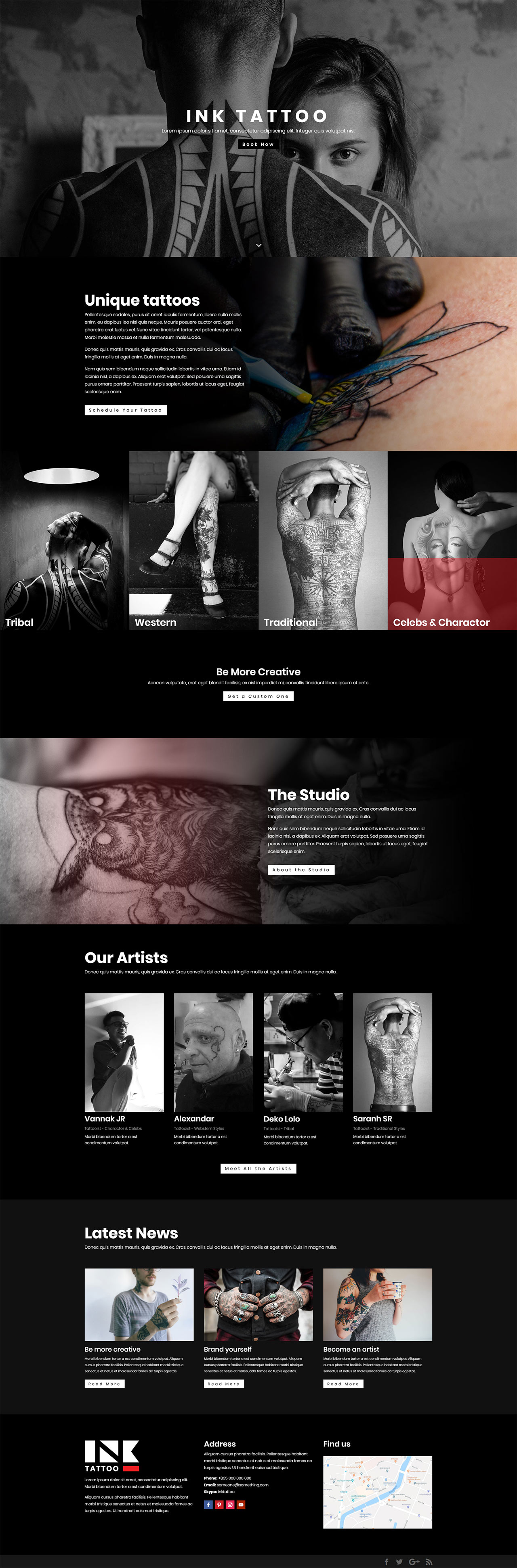 Ink Tattoo Home Page Screenshot